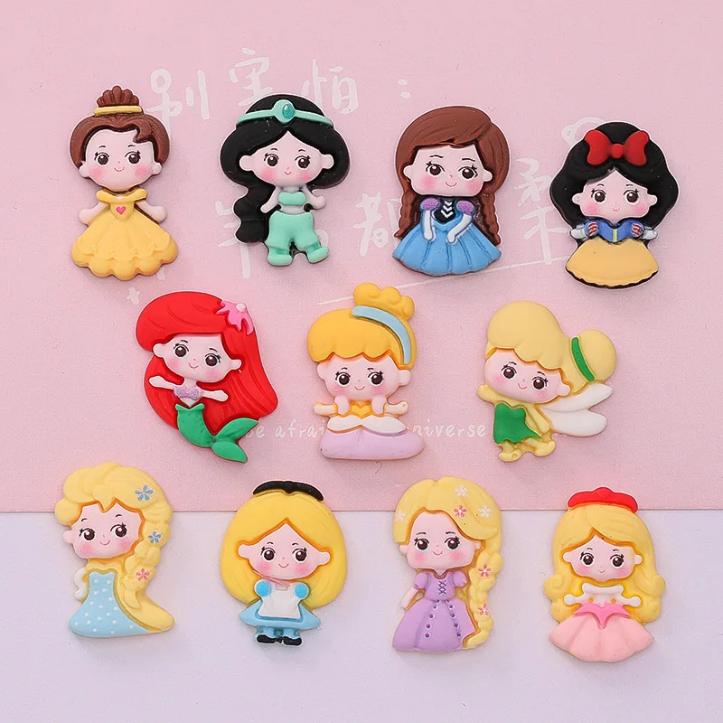 

100pcs Resin Cute Cartoon Princess Flat Back Cabochons DIY Scrapbooking For Jewelry Hairclip Craft Decoration Accessories