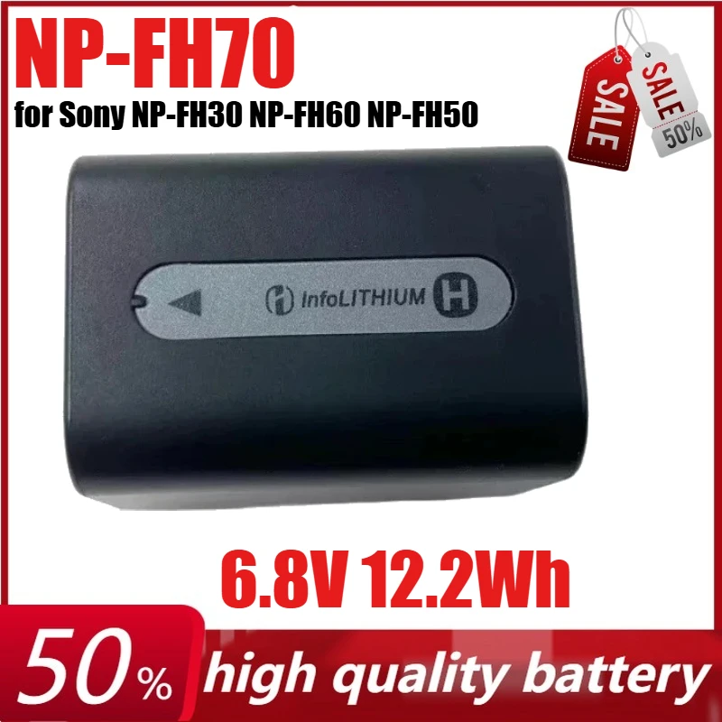 

NP-FH70 6.8V 12.2Wh Camera Battery for Sony NP-FH30 NP-FH60 NP-FH50 NP-FH40 DCR DVD308 SR200 SR300 HC28 SR82