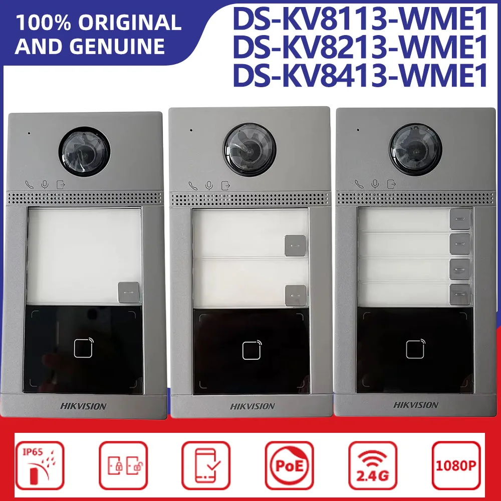 Hikvision 1/2/4 Buttons Villa Door Station DS-KV8113-WME1 DS-KV8213-WME1 DS-KV8413-WME1 2MP IR PoE WiFi IP65 IK08 Video Intercom