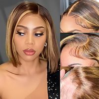 4/27 180% Density 10--16inch Highlight Gradient Ombre Color Bob Wig Pre Plucked With Baby Hair For Woman