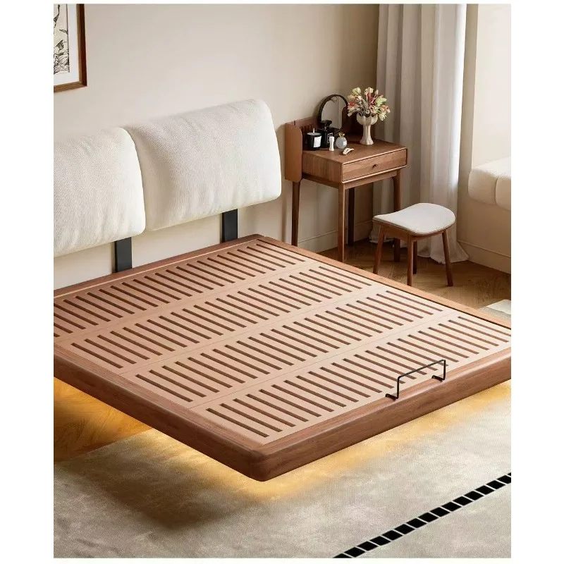 

Solid wood beech ash skeleton bedside tatami flush edge suspension simple modern tenon and tenon all solid wood bed