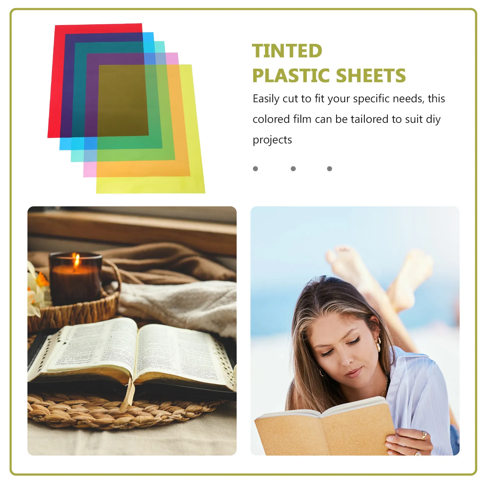 5Pcs Frosted Matte Translucent PVC Sheets Colored Overlays Multi-Use Light Diffuser Film for Reading Guides Photography Stage