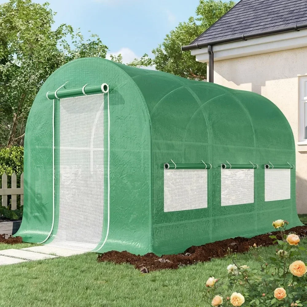 12x6.6x6.6 FT Greenhouse for Outdoors Heavy Duty Large Garden Walk-in Green House Portable with PE Cover Zipper Screen Door