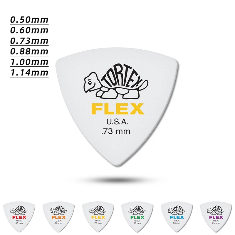 Dunlop Pick. Матовая Нескользящая Акустическая/электрическая гитара 456R FLEX Tortex JAZZ 3 Толщина: 0,50/0,60/0,73/0,88/1,00/1,14 мм.