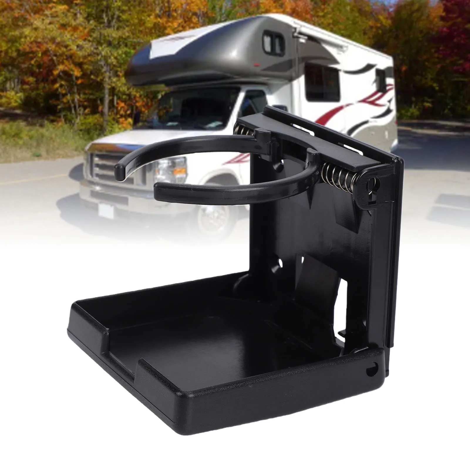 1Pc Boat Cup Holder Black Adjustable Folding Space Saving Water Bottle Holder for Boats Yachts RVs Cars Trucks Accessories