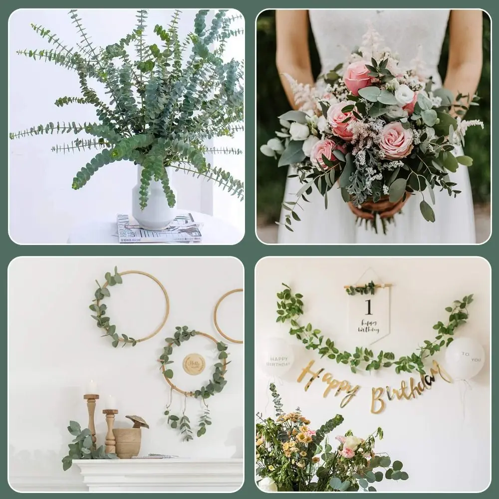 Decoração auto-cuidado chuveiro decoração de casamento para chuveiro eucalipto hastes flores preservadas eucalipto seco pendurado folhas de eucalipto