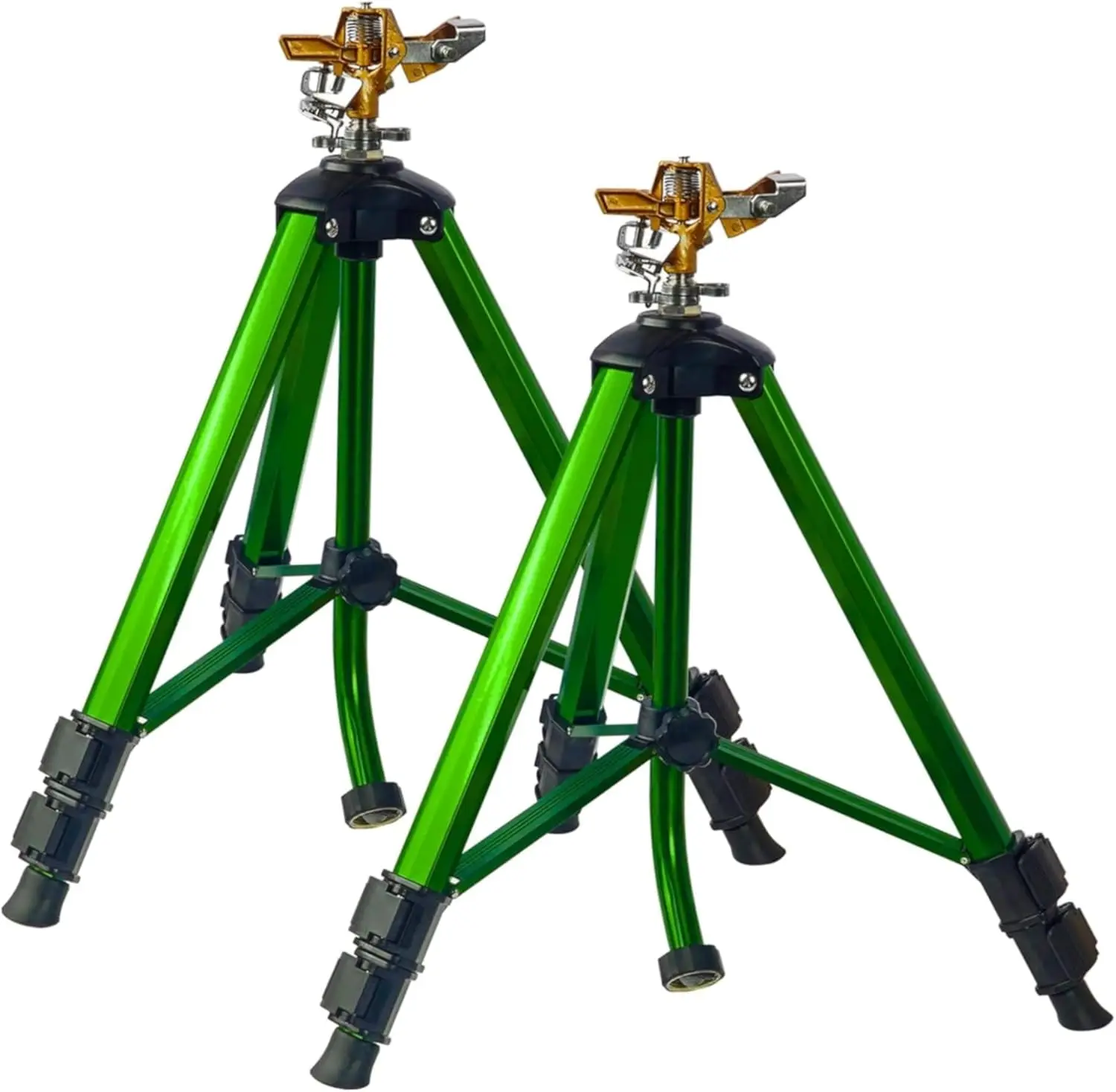 

Impact Sprinkler on Tripod Base, 2 Pack Tripod Sprinklers with Brass Head, 360 Degree Large Area Irrigation with Extension Legs