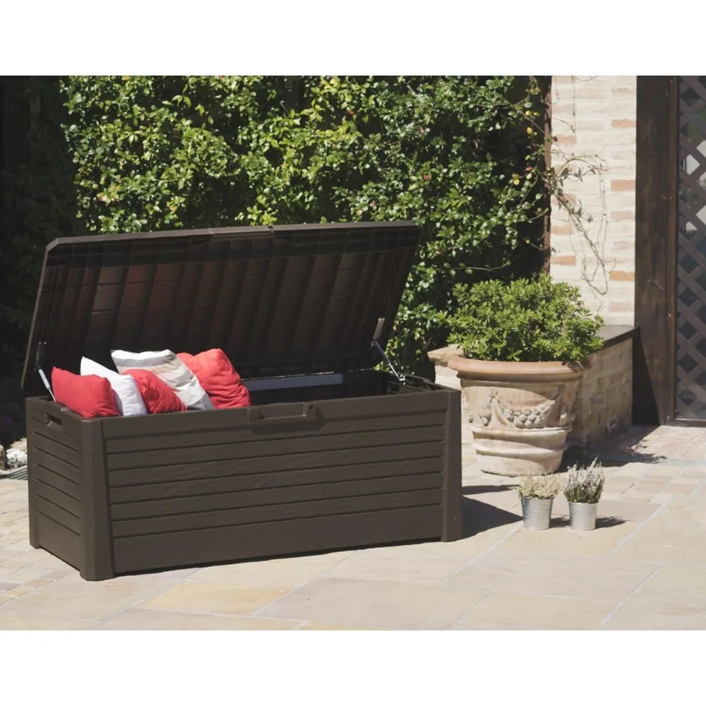 Weather Resistant Heavy Duty 145 Gallon Novel Plastic Outdoor Storage Deck Box with Lockable Lid and 793 Pound Weight