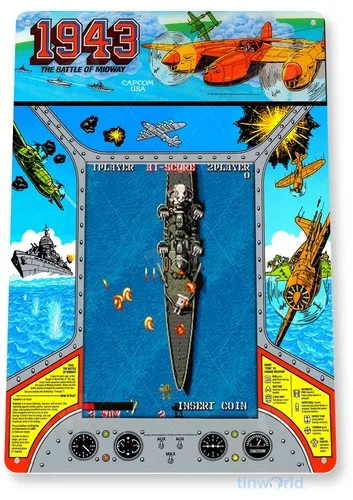 1943 Arcade-Schild, klassisches Arcade-Spiel-Schild, Spielzimmer-Blechschild A198