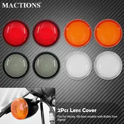 Motorcycle 2PCS Bullet Turn Signal Light Lens Cover Red Smoke Orange Clear For Harley Dyna Sportster XL 1200 883 Touring Softail