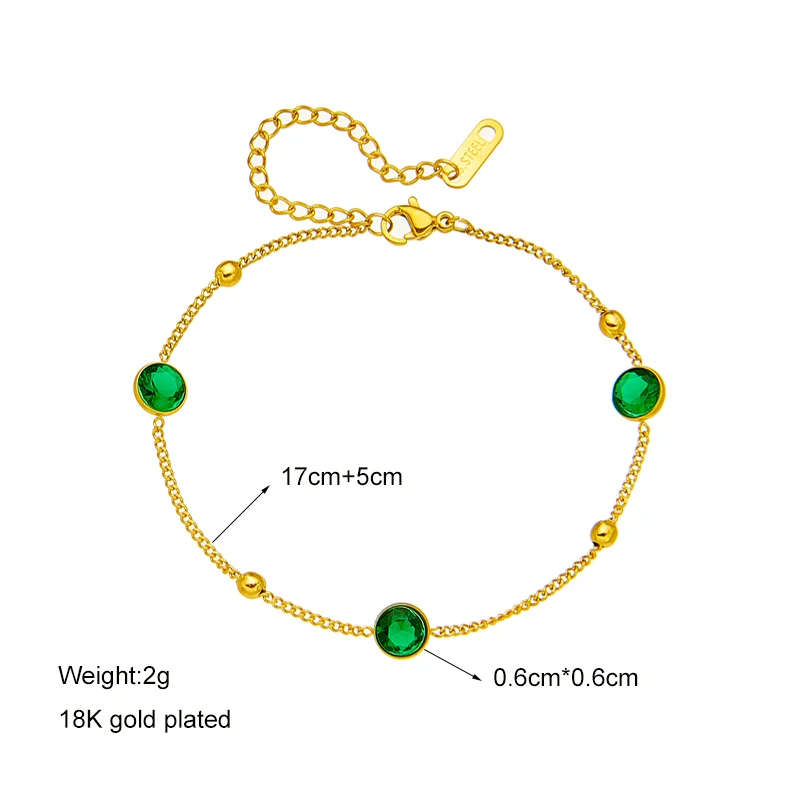 DIEYURO 316L Stainless Steel Jewelry Green Zircon Charm Bracelet For Women New Fashion Girls Wrist Accessories Wedding Gift