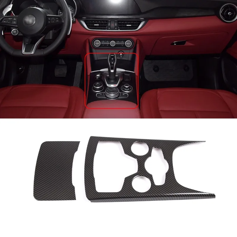 

For Alfa Romeo Stelvio 2020 2021 ABS Carbon Fiber Car Center Console Gear Shift Panel Cover Trim Frame Interior Accessories