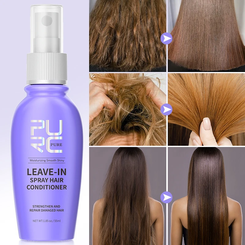 PURC Leave-in Conditioner Spray Hair Mask Coconut Oil Smoothing Soft Frizz Damage Treatment After-Shampoo Dry Hair Care Products