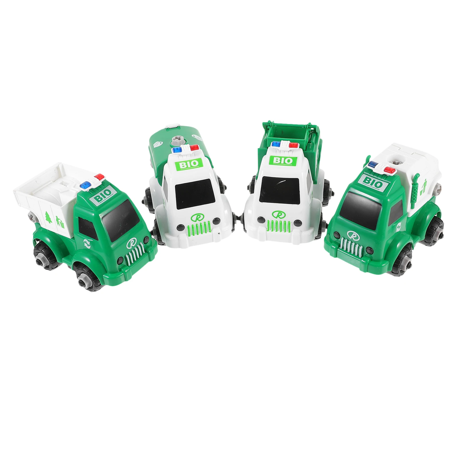 

4pcs Detachable Simulated Sanitation Truck Garbage Truck Educational Playset For Kids Environmental Protection Garbage