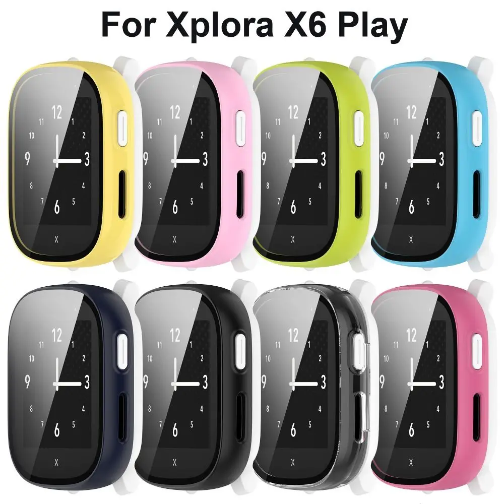 New PC+Tempered Protective Case Kids Smart Watch Screen Protector Accessories Full Cover Cover Shell for Xplora X6 Play