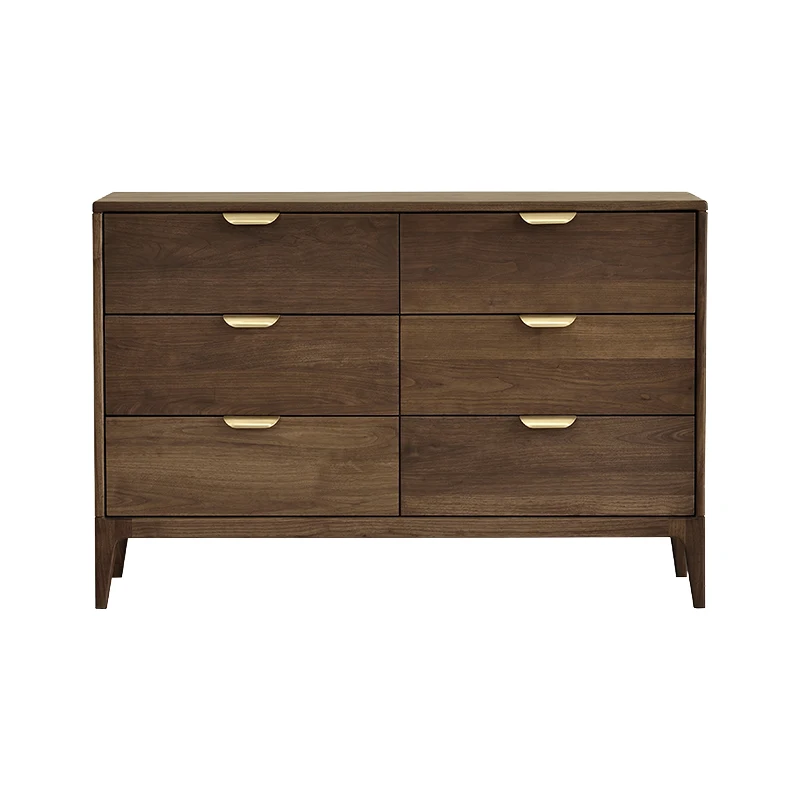

Black walnut six-chest cabinet Solid wood storage cabinet with side drawer cabinet