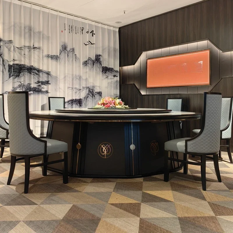 طعام كهربائي للفندق، طاولة مستديرة كبيرة من الخشب الصلب والرخام