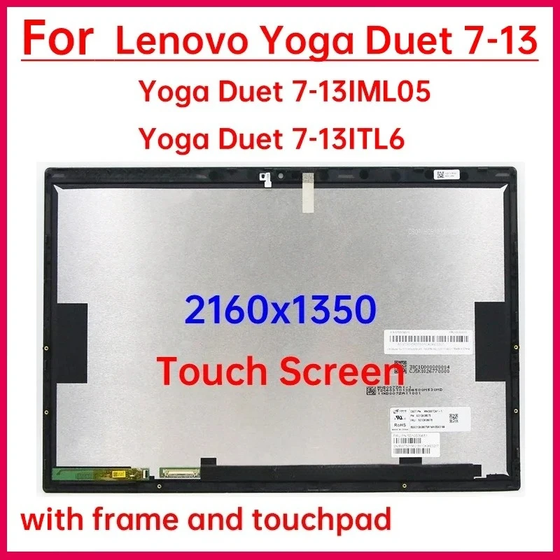 

13 Inch Touch Screen For Lenovo Yoga Duet 7 13IML05 13ITL6 -13 LCD Display Digitizer Assembly Replacement