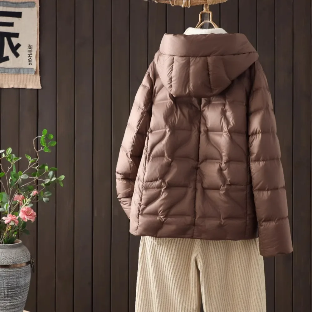 أسفل سترة الربيع الخريف بطة أسفل معطف المرأة الياقة المدورة الشارع الشهير بلون معطف دافئ موضة سترة منفوخة أبلى