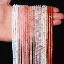 4x2mm Natural Round Disc Flat Abacus Stone Beads Rondelle Spacer Beads Tiger Eye Agates Turquoises Beads for Jewelry Making DIY