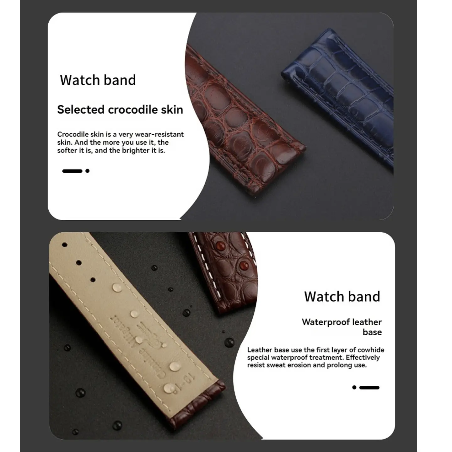 Compatible/with/CIGA/Design/U/Series/Blue/Planet/X/Series/Gorilla,/22mm/Men's/Alligator/Pattern/Leather/Watch/Band,/Blue/Strap
