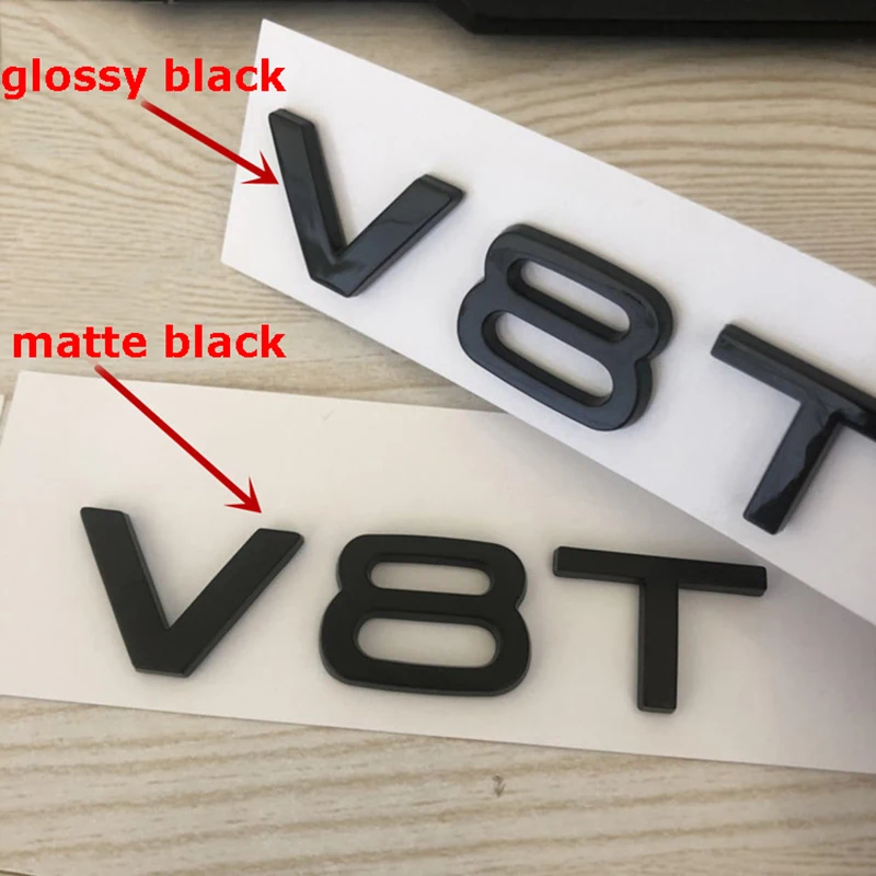 ABS Letter Number V6T V8T V10 Emblem for Audi A4L A5 A6L A7 A8L TT RS7 SQ5 Car Styling Fender Side Badge Discharge Logo Sticker