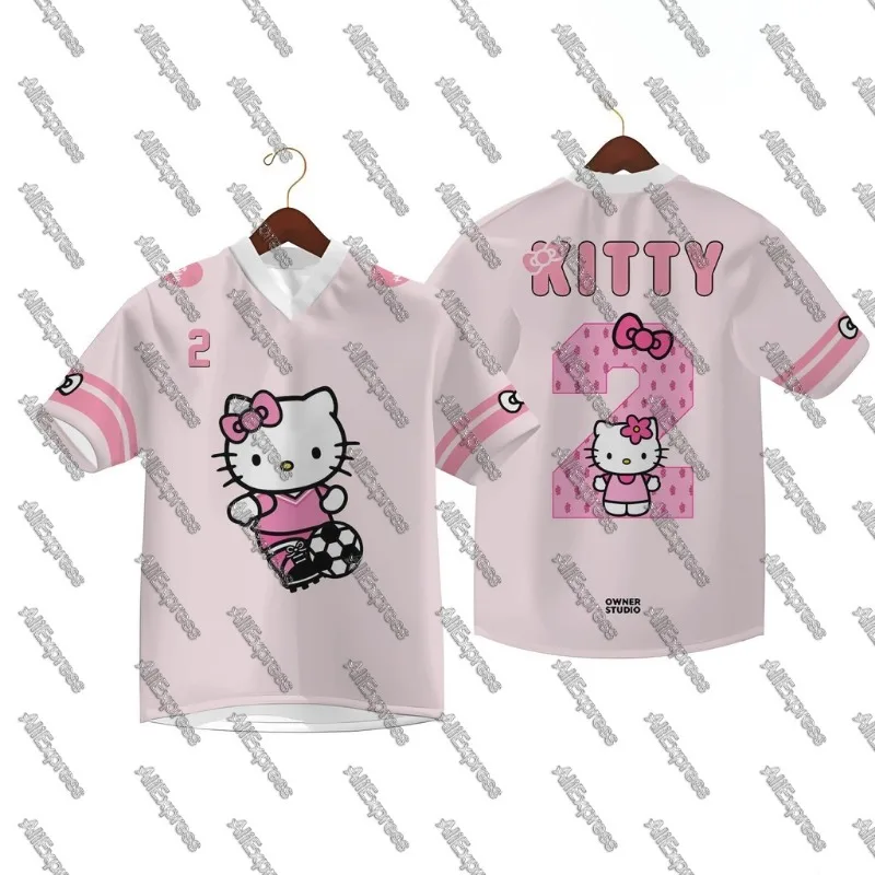 

Sanrio Hello Kitty Short Sleeve T-Shirt for Women Summer Casual 3D Print Cute Men's Jersey Sport Top Summer Fashion T-shirt