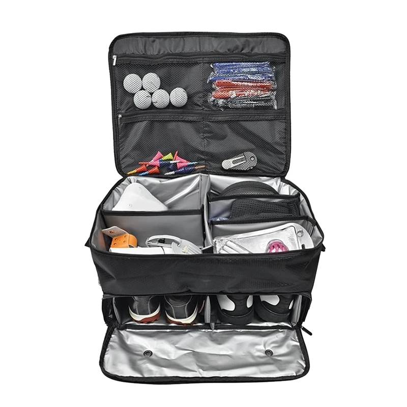 Golf Storage Box Golf Trunk Organizer Waterproof Car Golf Locker With Separate Ventilated Compartment About 46 X 35 X 24Cm