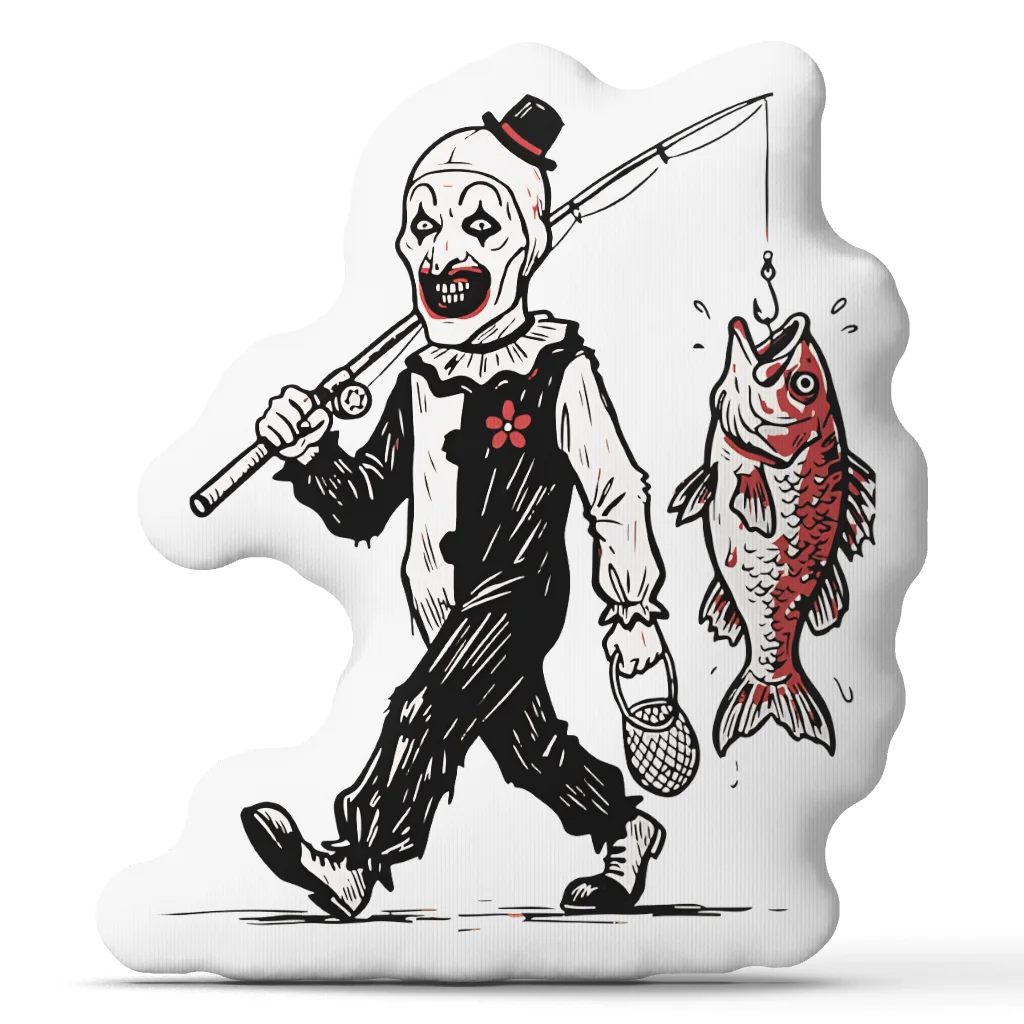 The Clown Fishing Horror Slasher Terrifier Cushion Irregular Stuffed Throw Pillow Home Decor Gift Sofa Bed