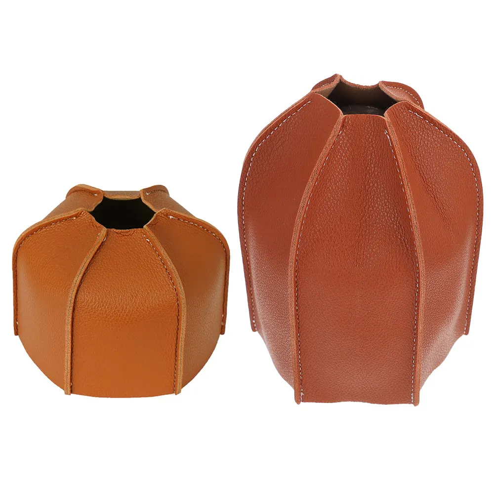 

2pcs Outdoor Camping Protective Cover Durable PU Gas Tank Bag Vintage Insulated Regulator Cap Storage Container Travel Stove
