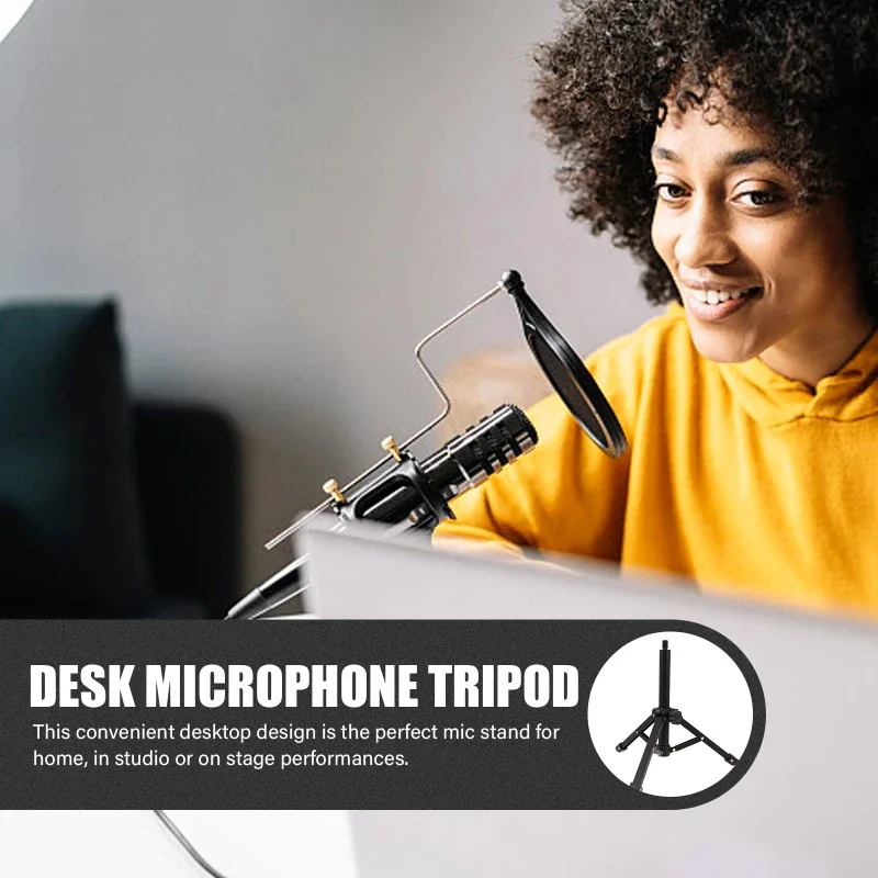 Portable Desktop Alloy Tripod Microphone Stand Table Microphone Tripod Stand for Desk Desk Mic Tripod Stand Tripod Mic Holder