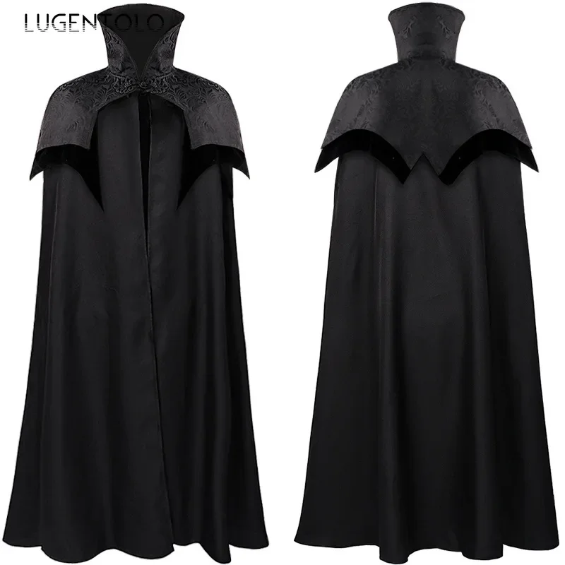 

Medieval Long Capes Solid Coat Stand Collar Loose Men Women Party Halloween Stage Performance Retro Casual Ponchos Lugentolo