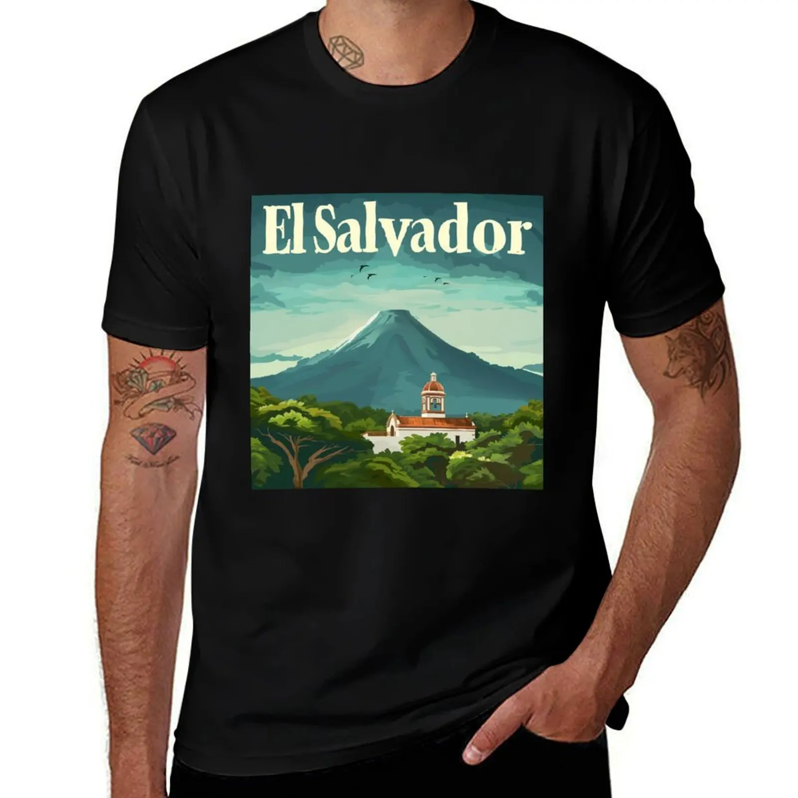 

El Salvador minimalistic artwork T-Shirt t shirt custom print cotton t shirts high quality