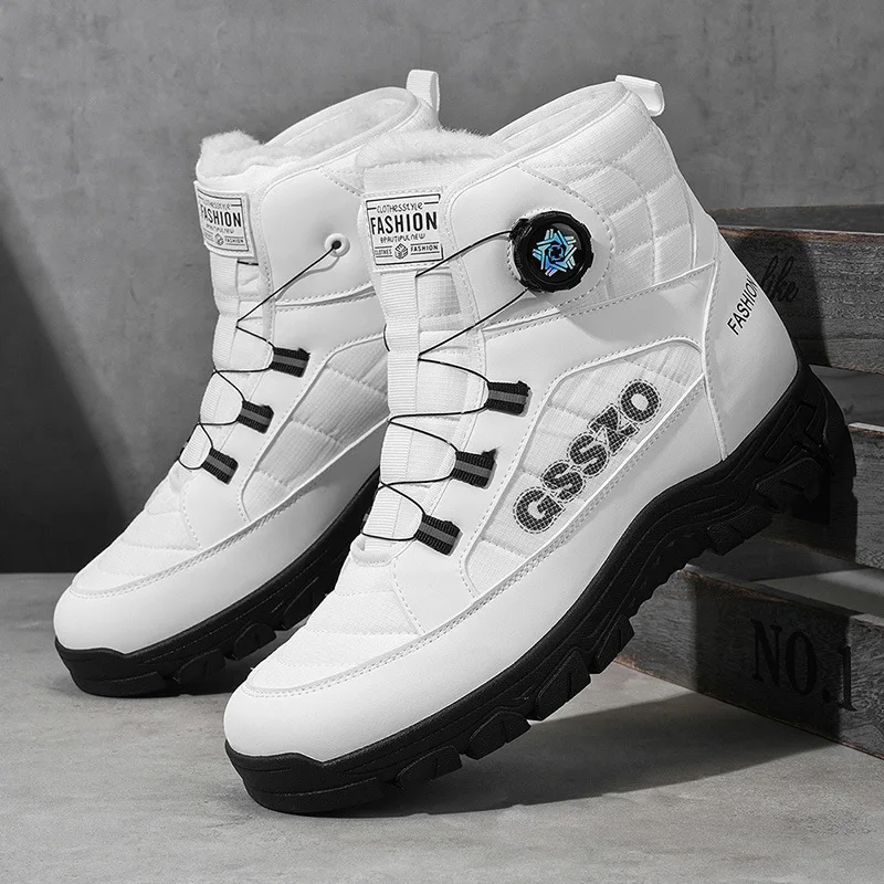 

Winter Men's Boots 2025 New High Top Cotton Shoes Plush Warm Snow Boots Non-slip Hiking Boots for Men Winter High Top Sneakers
