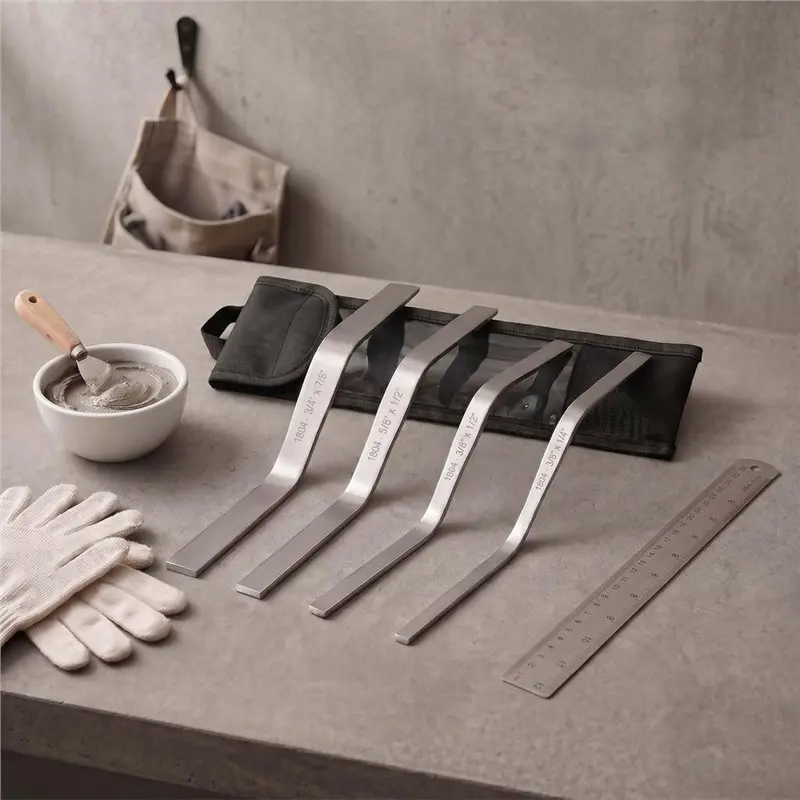 ABMO Bricktuck Pointing Trowel Tool - 4-Piece Stainless Steel Double Ended Bricks Jointer Cement Tools Set For Masonry