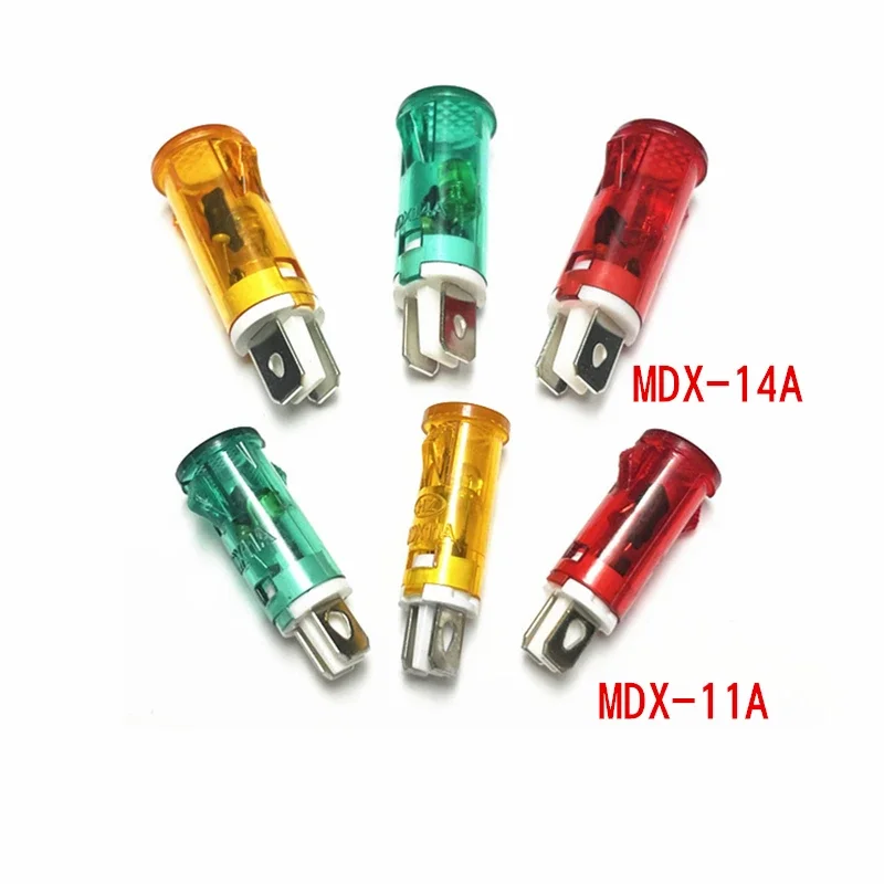 

3/5/10Pcs/lot MDX-11A MDX-14A Guiding Signal Lamp Panel Mounting Neon Indicator Red Green Yellow Lights 220V Signal Lamp