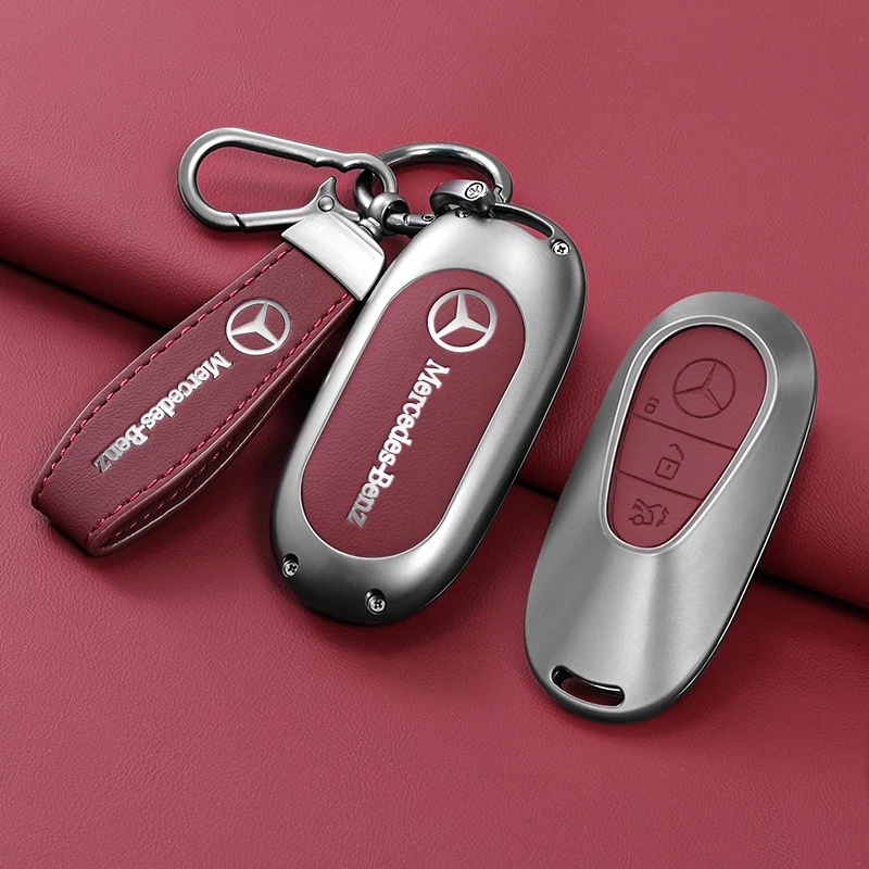 Car Key Cover For Mercedes Benz S C Class W223 W206 2022 S350 S400 S450 S500 C260 C300 Alloy Leather Car Remote Control Key Case