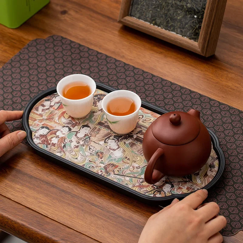 

Chinese Style Absorbent Dry Bubble Tray Coffee Table Tea Tray Tea Set Accessories Retro Tea Tray Household Decoration Modern New