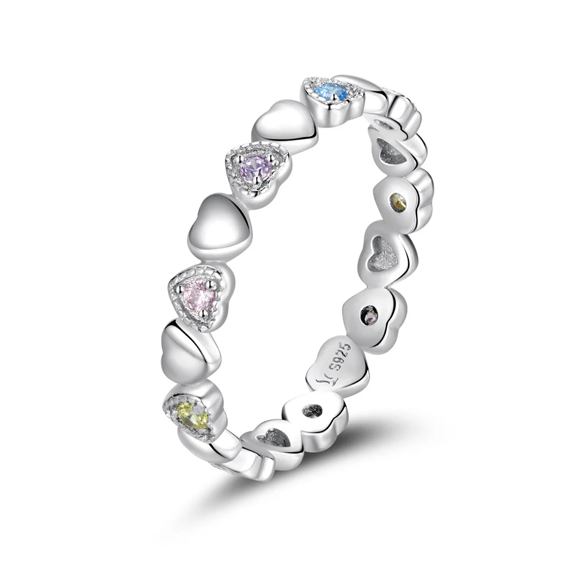 Women's Stackable Heart Black CZ 925 Sterling Silver Ring