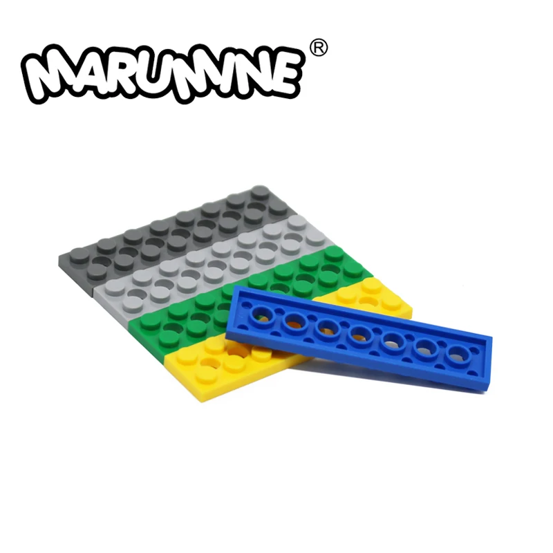 Marumine Bausteine 3738 Flache Platte 2x8 MOC mit 7 Löcher 10 Stück Klassische DIY Montage Kinder Pädagogisches spielzeug Teile