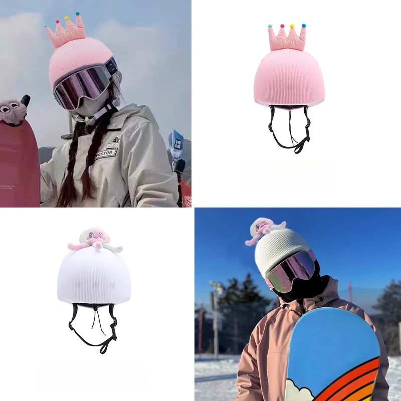 スキーヘルメットキャップ漫画帽子暖かいスノーボードスキーハット冬のアウトドアスポーツ帽子