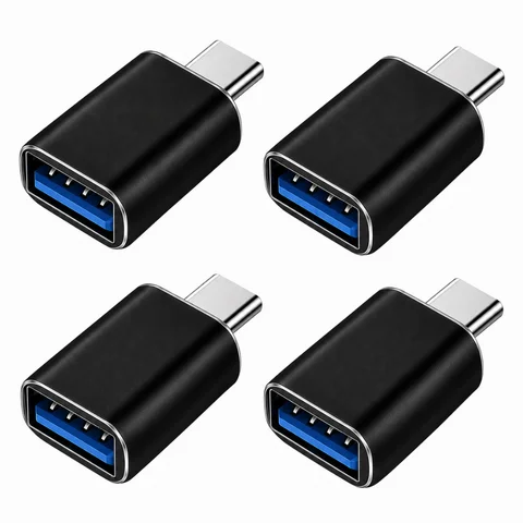 USB C to USB A Adapter 4 Pack, USBC Male to USB A Female OTG Adapter, Type C Male to Type A Female OTG Adapter