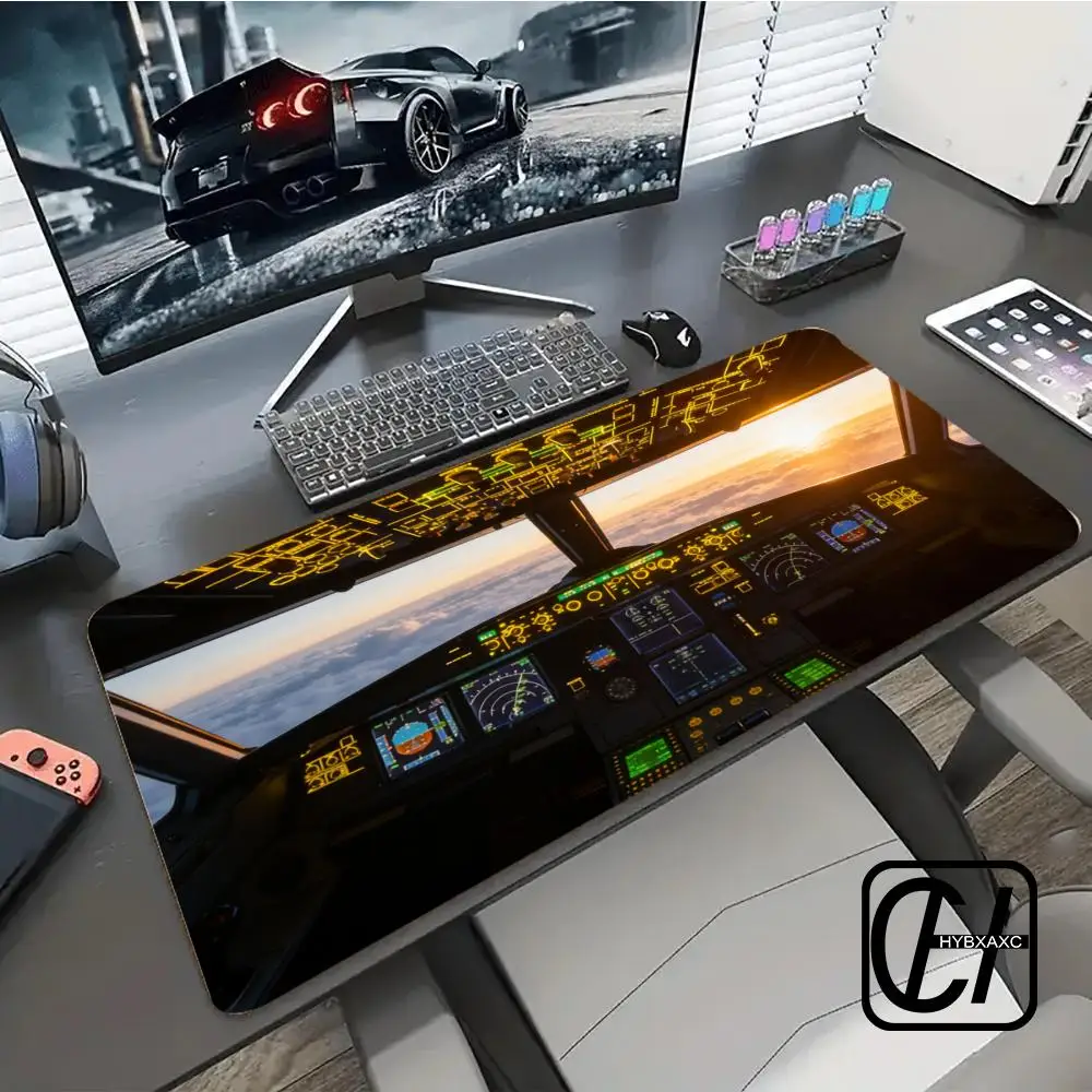 

Airplane Cockpit Large Gaming Mouse Pad, Extended Desk Mat for Aviation Lovers
