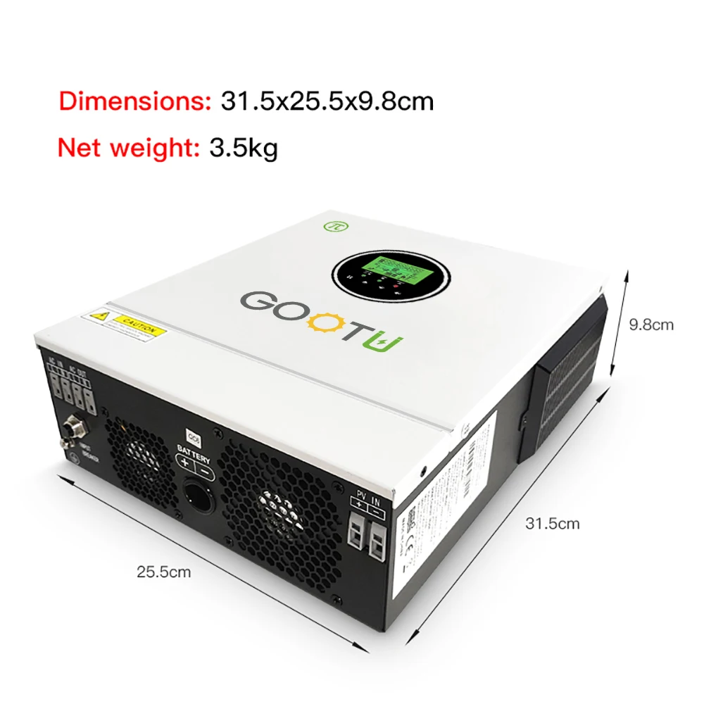 GOOTU 1KW 12V 1.6KW 24V OFF-GRID Solar Inverter 80A  450VDCinverter Solar Charger 450VDC Input Off-Grid Inverter MPPT Control