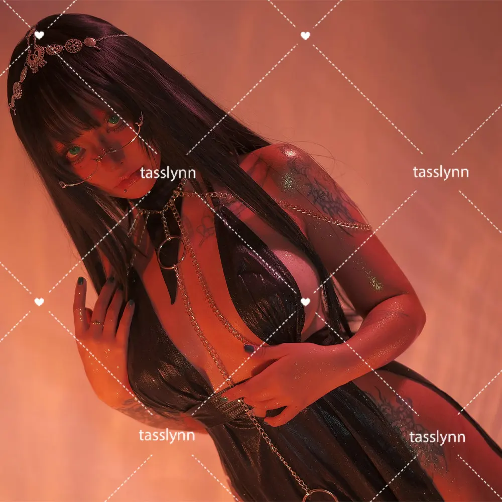

Night Hunter Anime Cosplay Liquid Metal Body Chain Dress Halloween Costumes for Women Albedo Succubus Cossplay Sexy