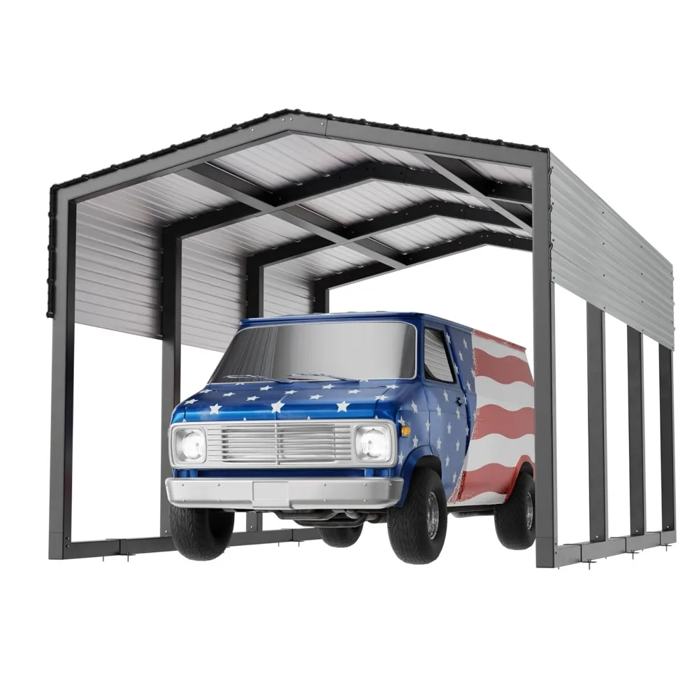 

Carport 10x15ft Heavy-Duty | Military-Grade Reinforced Garage Kits with Steel Roof & Hurricane | 80lbs/Sq.Ft Snow/RV/Camper