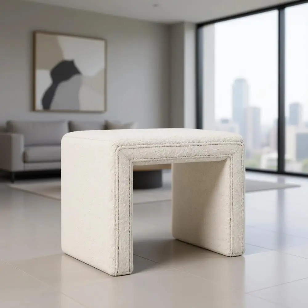 

Cream Boucle Ottoman for Living Room and Bedroom - Elegant Home Decor