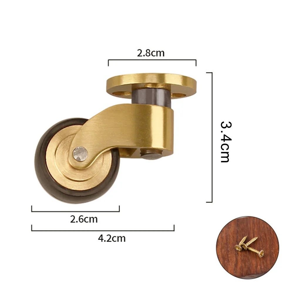 4pcs Furniture Wheel 360° Rotating Brass Casters Sofa Table Chair Sofa Roller Heavy Duty Bearing Furniture Wheel Hardware