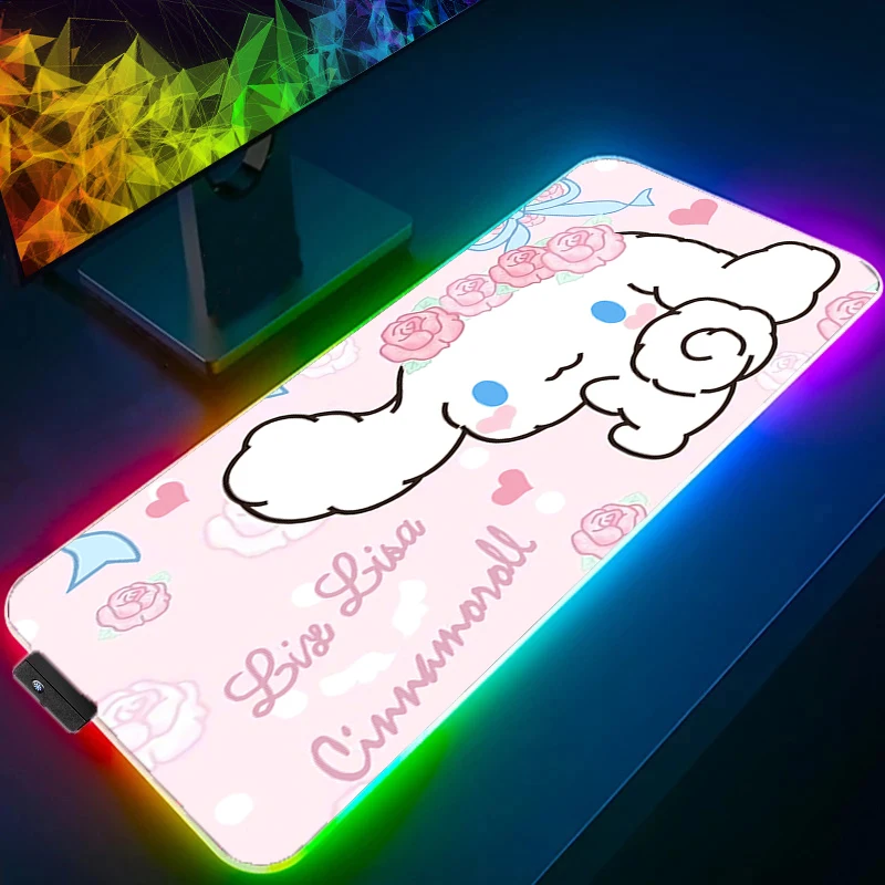 RGB Muismat C-cinnamoroll Groter 900x400 Backlight Snelheid Pc Computer Toetsenbord LED Bureau Mat Gaming Accessoires Anime mousepad