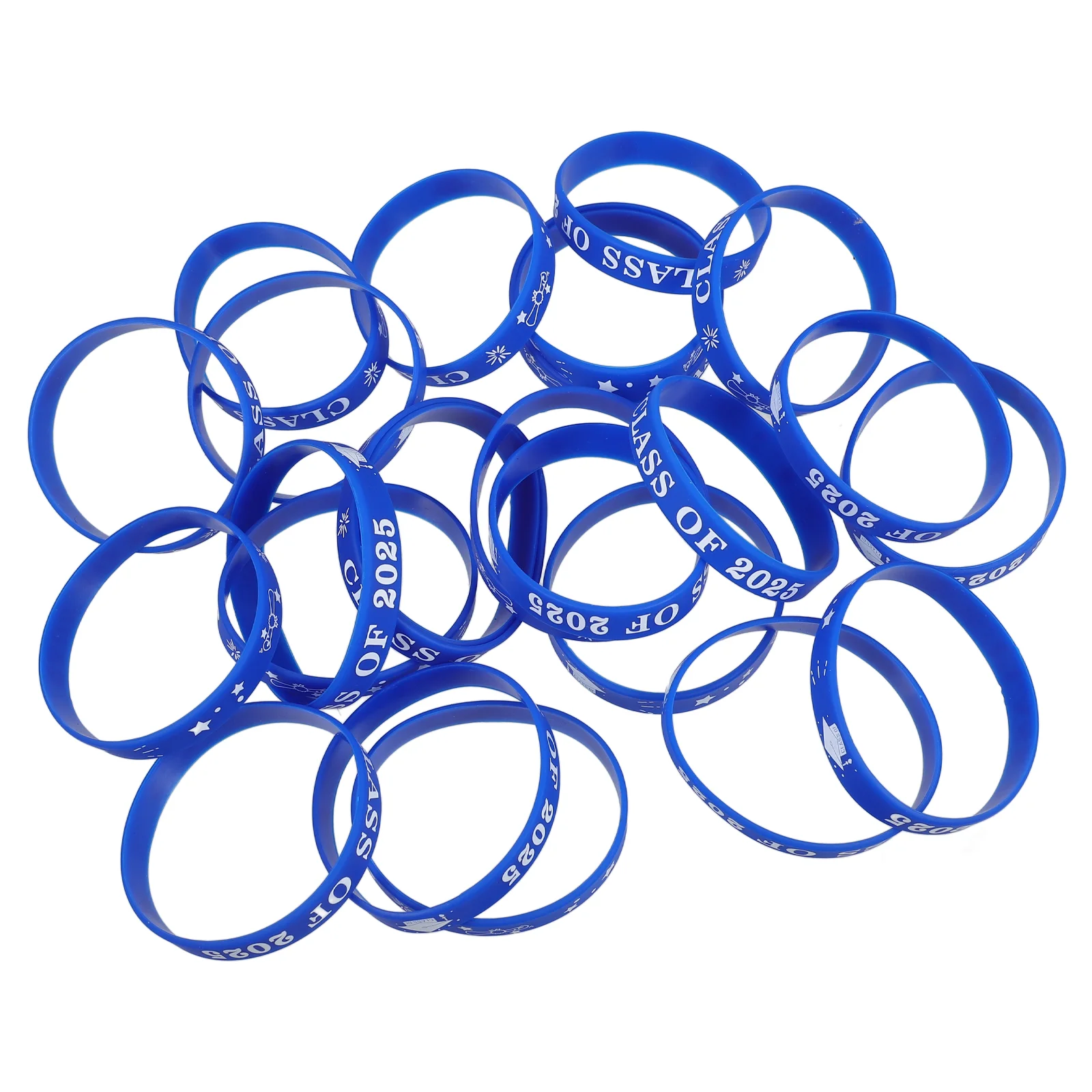 24 Pcs Graduation Bracelet Bulk School Supplies Silicone Wristbands Bracelets The Gift Student Sports Class of 2025 for Kids